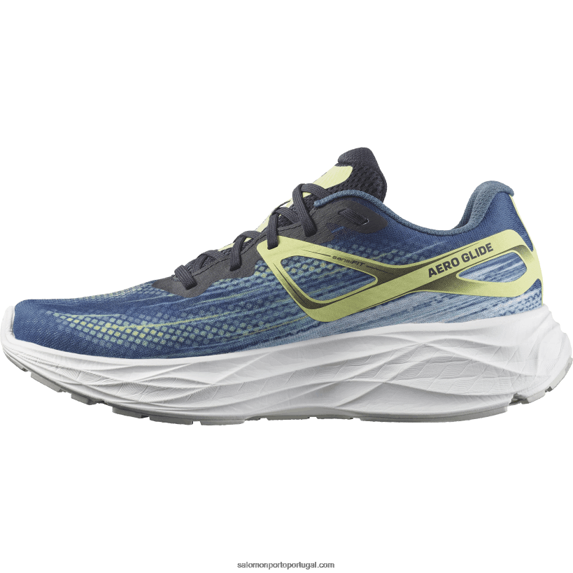 Salomon tênis de corrida masculino - aero glide 04D6V81063 cinzas azuis/safira escura/lima ensolarada