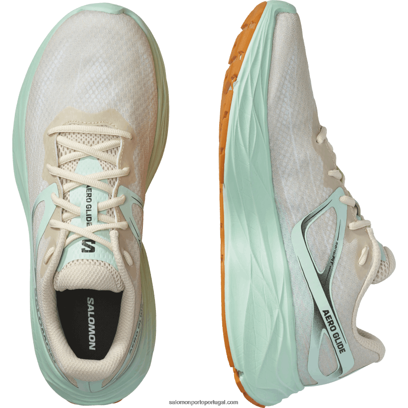 Salomon tênis de corrida masculino - aero glide 04D6V81066 areia branqueada/mandioca/pimenta laranja