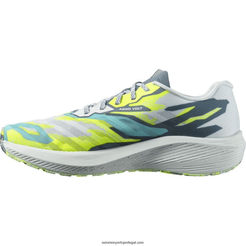 Salomon tênis de corrida masculino - aero volt 04D6V859 branco/azul china/amarelo de segurança