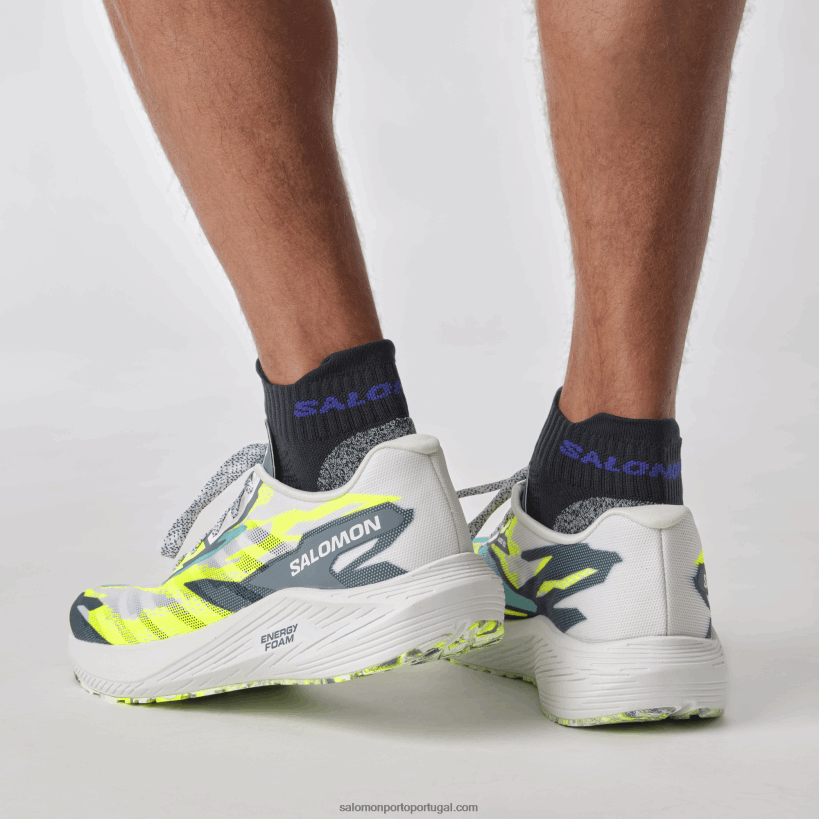 Salomon tênis de corrida masculino - aero volt 04D6V859 branco/azul china/amarelo de segurança