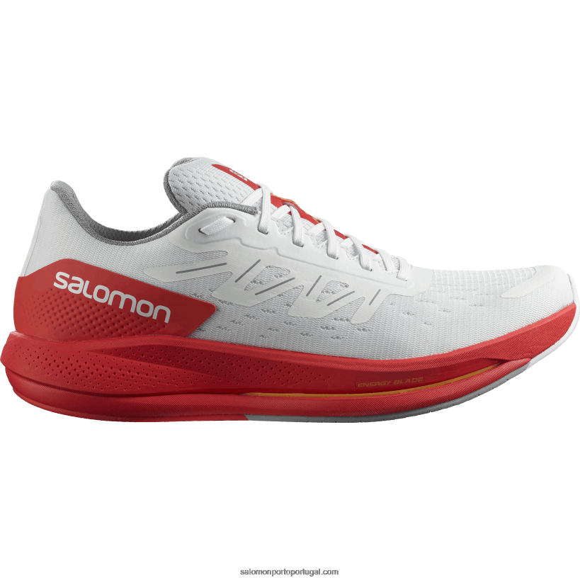 Salomon tênis de corrida masculino - spectur 04D6V81075 branco/vermelho papoula/laranja brilhante