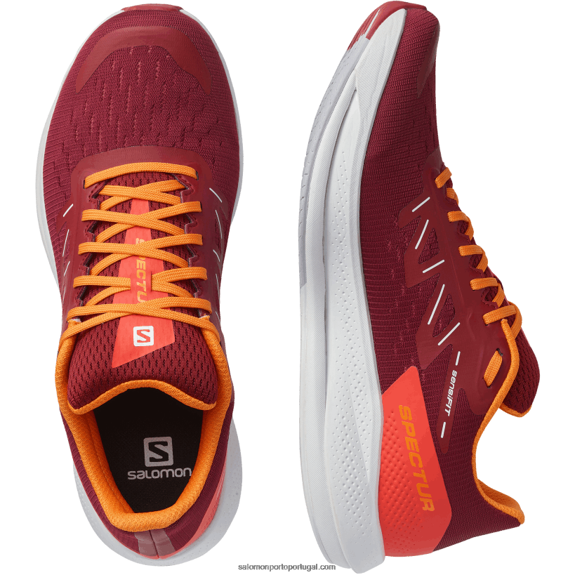 Salomon tênis de corrida masculino - spectur 04D6V81077 ciclismo vermelho/laranja vibrante/urze roxo