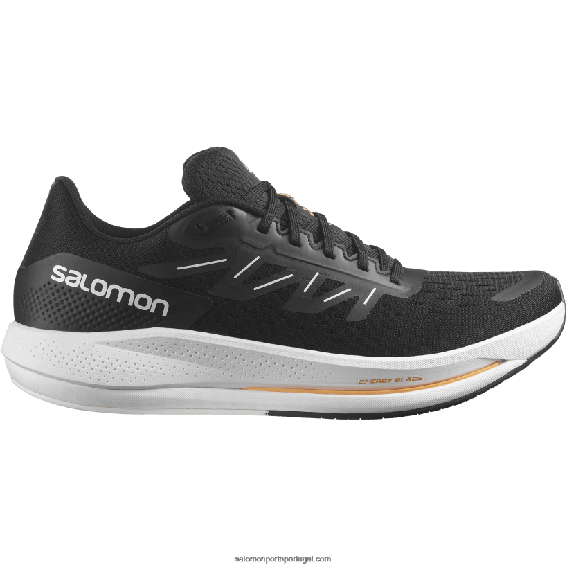 Salomon tênis de corrida masculino - spectur 04D6V81078 preto/branco/laranja brilhante