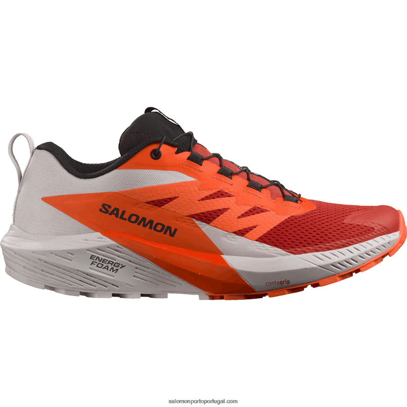 Salomon Tênis de corrida masculino - Sense Ride 5 04D6V81434 rocha lunar/laranja chocante/vermelho ardente