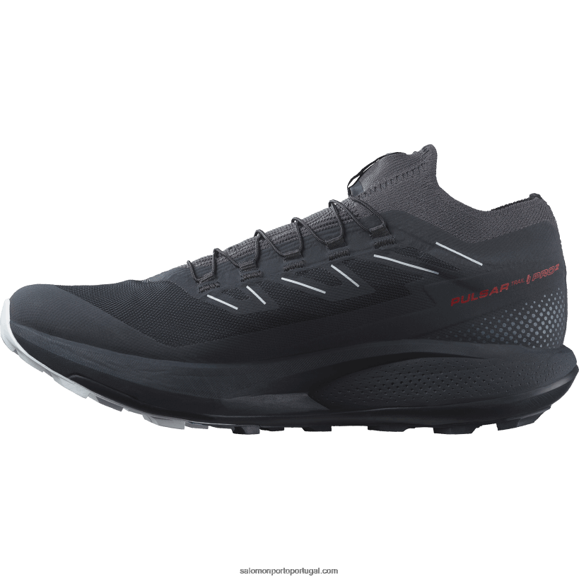 Salomon tênis de corrida masculino - pulsar trail pro 2 04D6V81436 carbono/vermelho ardente/gelo ártico