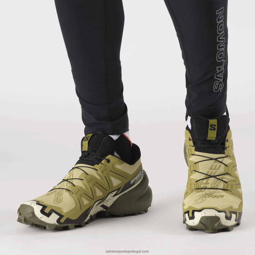 Salomon tênis de corrida masculino - speedcross 6 04D6V81450 alho-poró verde/preto/areia branqueada