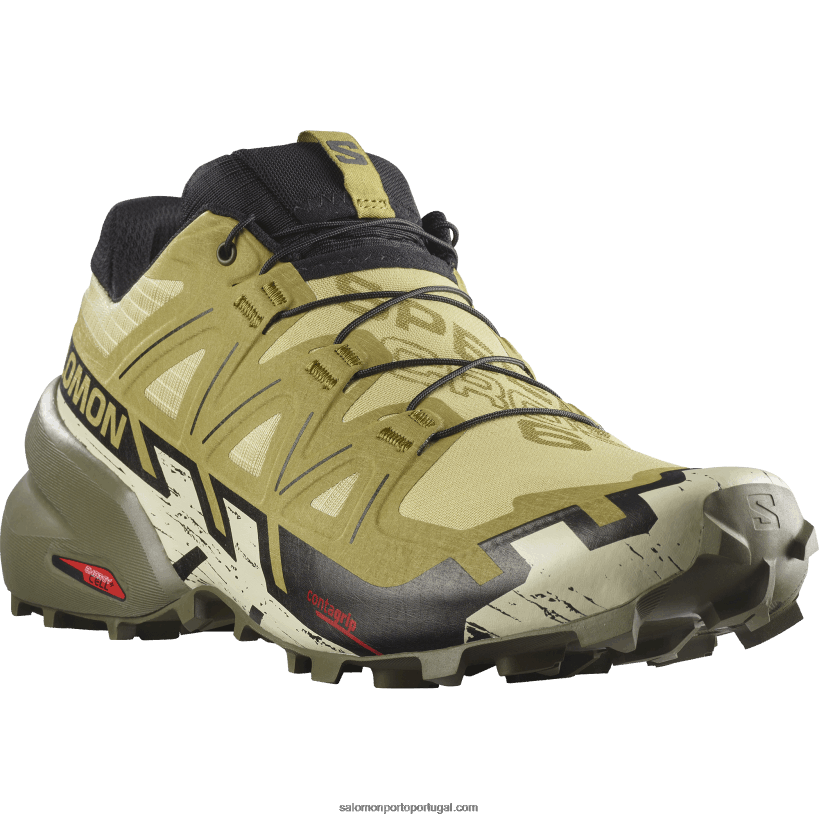 Salomon tênis de corrida masculino - speedcross 6 04D6V81450 alho-poró verde/preto/areia branqueada