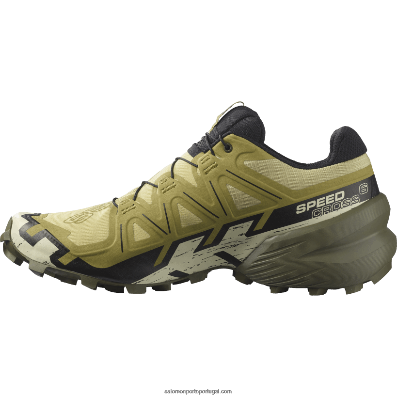 Salomon tênis de corrida masculino - speedcross 6 04D6V81450 alho-poró verde/preto/areia branqueada