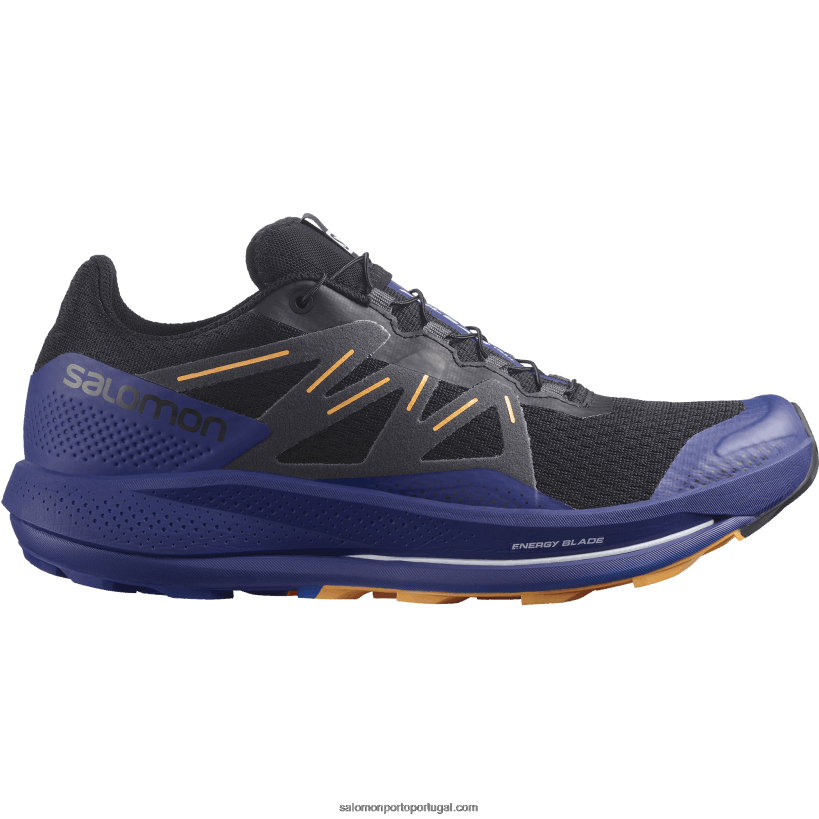 Salomon tênis de corrida masculino - trilha pulsar 04D6V81462 preto/azul clematis/laranja brilhante