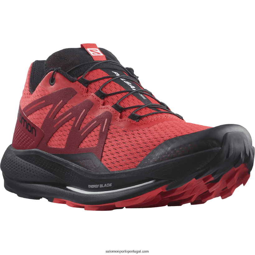 Salomon tênis de corrida masculino - trilha pulsar 04D6V81463 vermelho papoula/bicicleta vermelho/preto