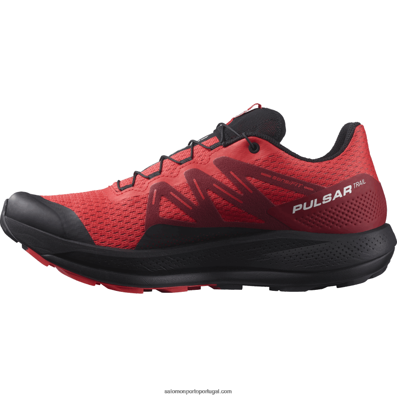Salomon tênis de corrida masculino - trilha pulsar 04D6V81463 vermelho papoula/bicicleta vermelho/preto