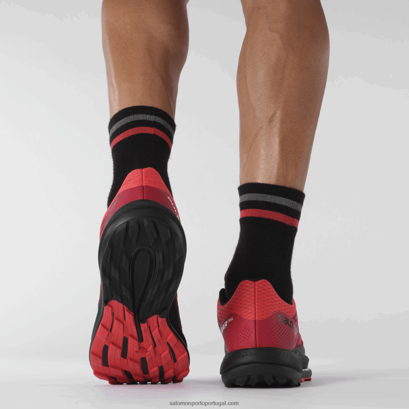 Salomon tênis de corrida masculino - trilha pulsar 04D6V81463 vermelho papoula/bicicleta vermelho/preto