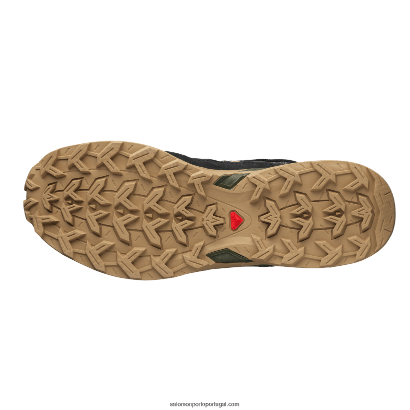 Salomon sapatos esportivos masculinos - couro baixo abrigo 04D6V8170 preto/algas/verde alho-poró