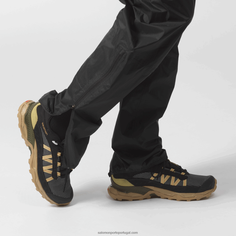 Salomon sapatos esportivos masculinos - couro baixo abrigo 04D6V8170 preto/algas/verde alho-poró