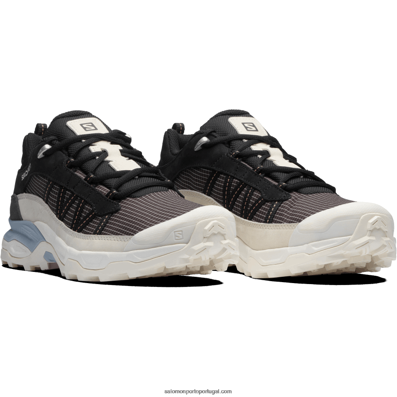 Salomon sapatos esportivos masculinos - couro baixo abrigo 04D6V8173 ameixa de chocolate/gelo de baunilha/azul zen