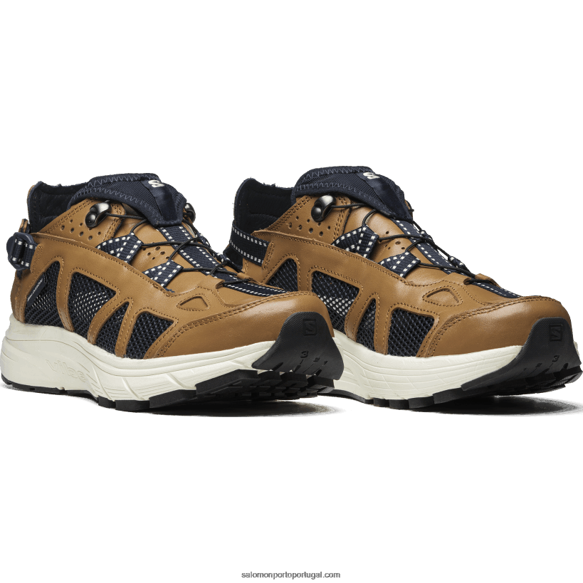 Salomon sapatos esportivos masculinos - couro techsonic 04D6V8177 borracha/gelo de baunilha/safira escura