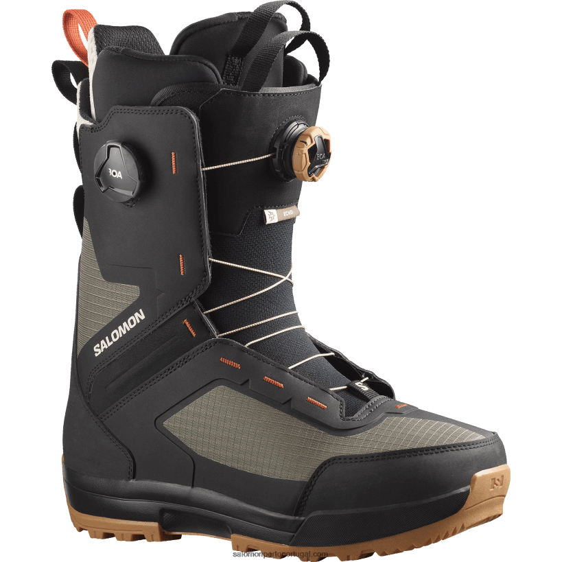 Salomon botas de snowboard masculinas - echo dual boa wide 04D6V8592 verde militar-x/preto/dia chuvoso