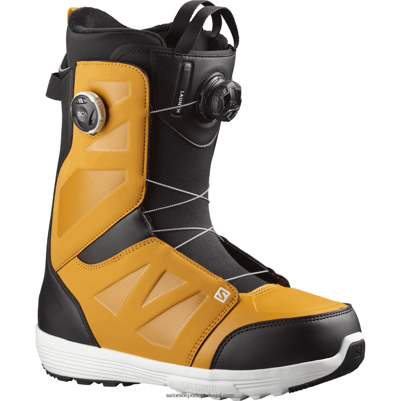Salomon botas de snowboard masculinas - launch boa sj boa 04D6V8588 amarelo dourado/preto/branco