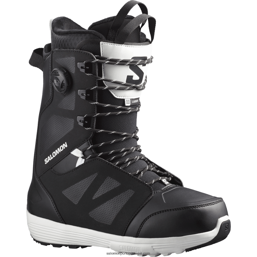 Salomon botas de snowboard masculinas - launch lace sj boa 04D6V8597 Preto branco