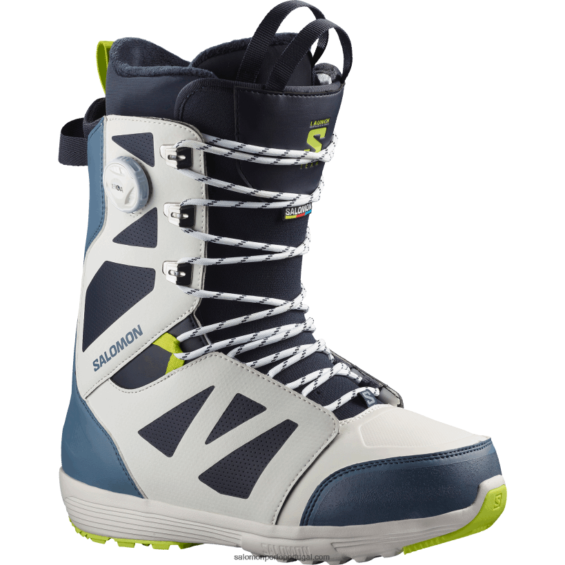 Salomon botas de snowboard masculinas - launch lace sj boa team 04D6V8591 nuvem nimbus/azul china/limão ácido