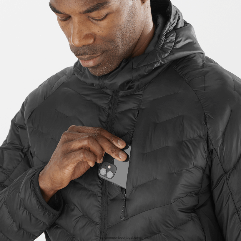 Salomon Jaqueta com capuz isolada para homem - contorno primaloft 04D6V81087 preto profundo