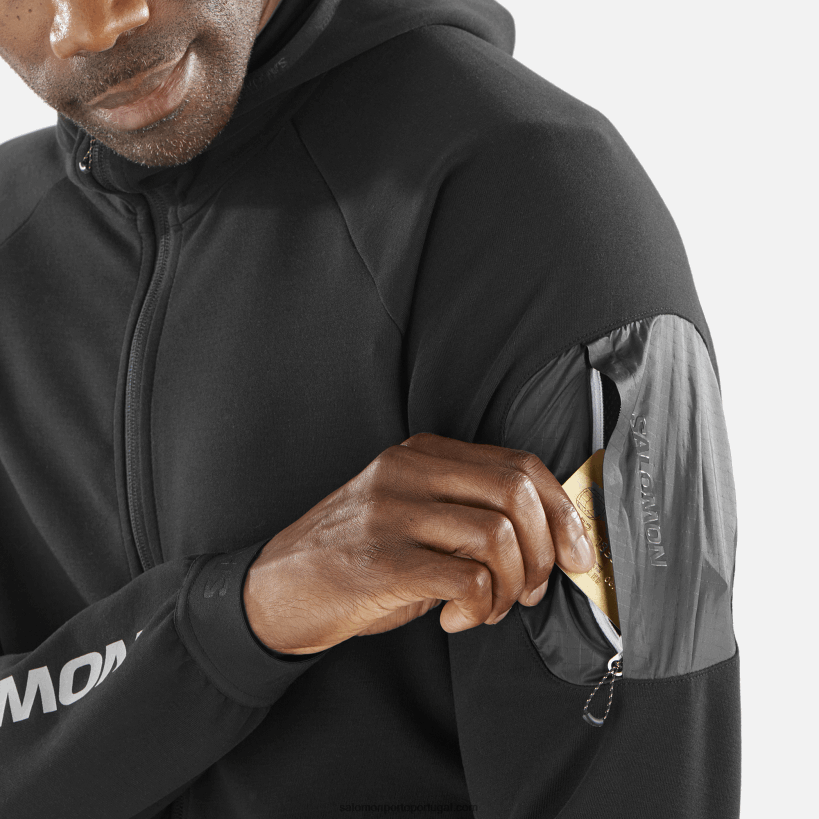 Salomon jaqueta midlayer masculina com zíper completo - equipe 04D6V81110 preto/branco profundo