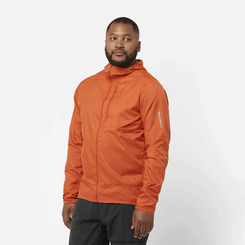 Salomon moletom com capuz de jaqueta de vento para homem - vento cruzado bonatti 04D6V81091 ocre queimado