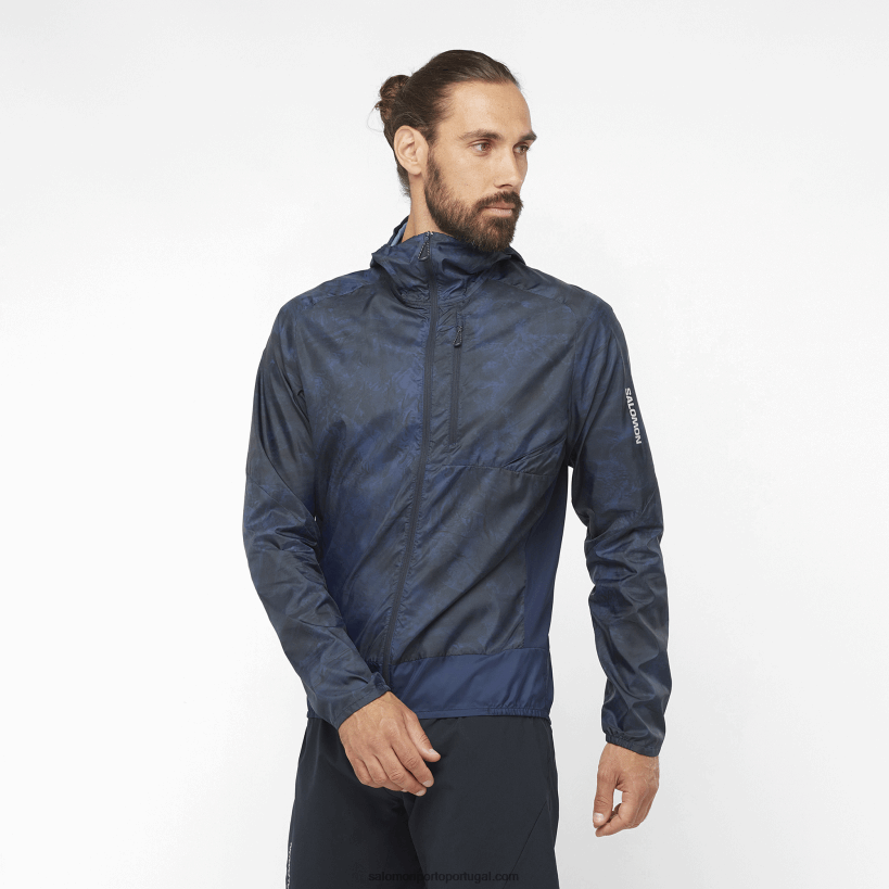 Salomon moletom com capuz de jaqueta de vento para homem - vento cruzado bonatti 04D6V81093 íris marinho/ao/preto profundo