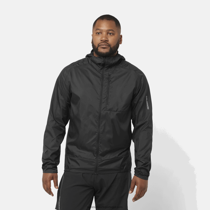 Salomon moletom com capuz de jaqueta de vento para homem - vento cruzado bonatti 04D6V81094 preto profundo