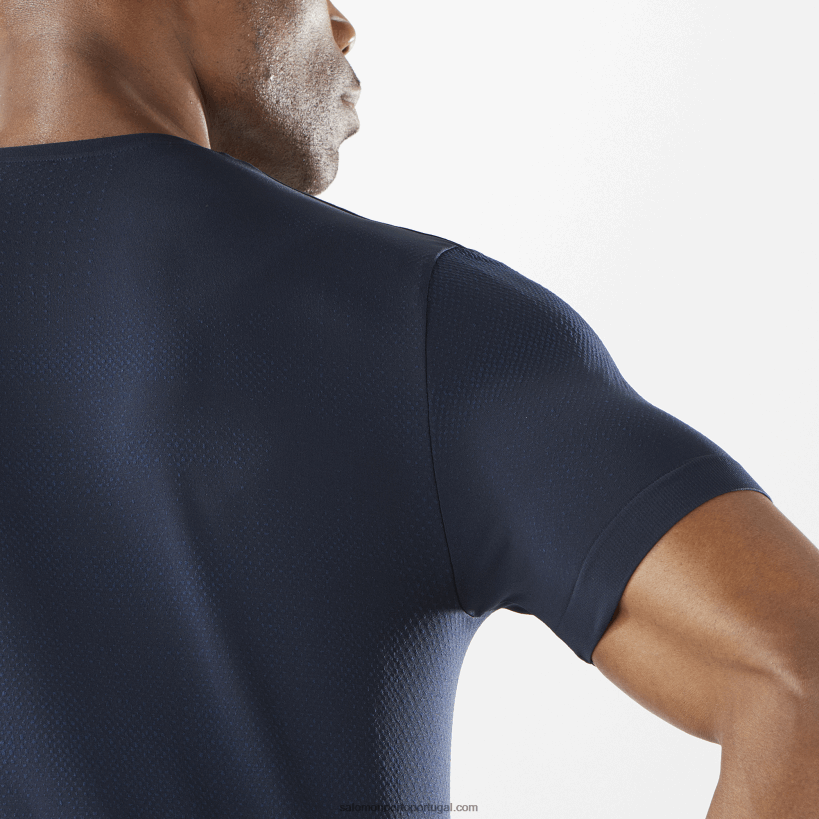 Salomon camiseta manga curta masculina - essencial sem costura 04D6V8244 íris da marinha/céu noturno