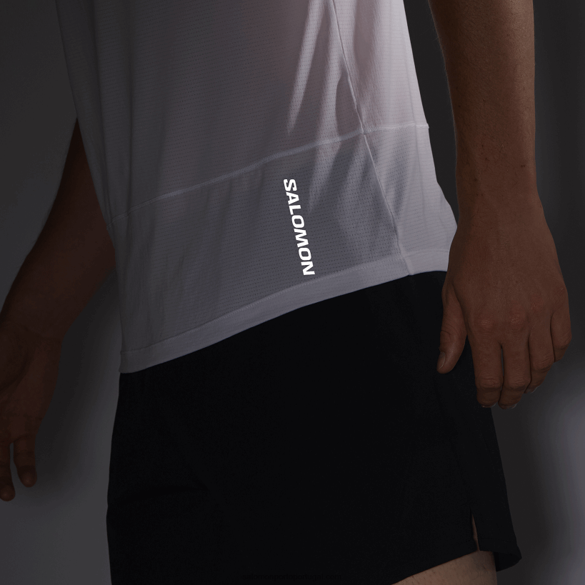 Salomon t-shirt de manga curta para homem - cross run 04D6V8234 branco