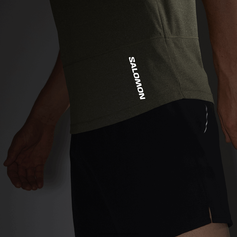 Salomon t-shirt de manga curta para homem - cross run 04D6V8237 folha de uva/urze