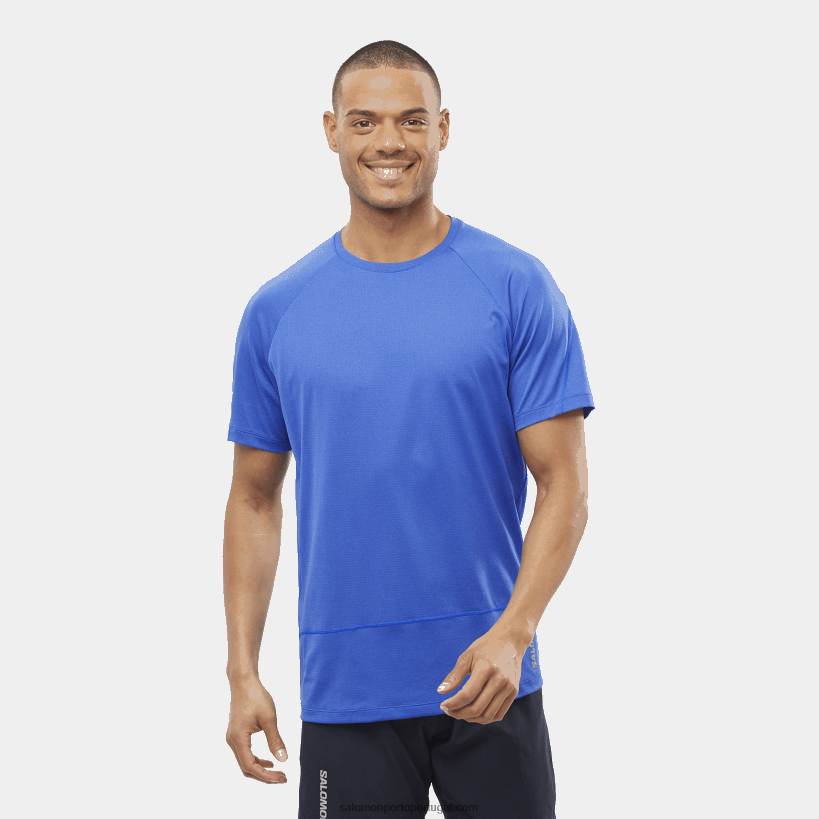 Salomon t-shirt de manga curta para homem - cross run 04D6V8240 azul náutico