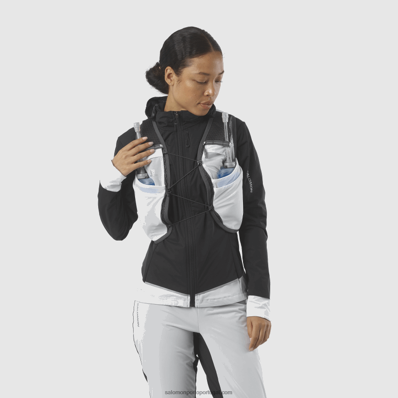 Salomon colete de corrida feminino com frascos inclusos - active skin 8 04D6V8982 branco/ébano