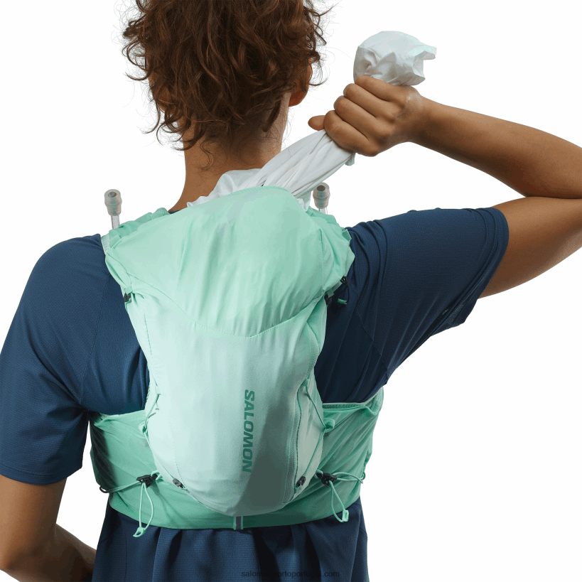Salomon colete de corrida feminino com frascos inclusos - adv skin 12 04D6V8965 vidro de praia/ébano/piscina azul