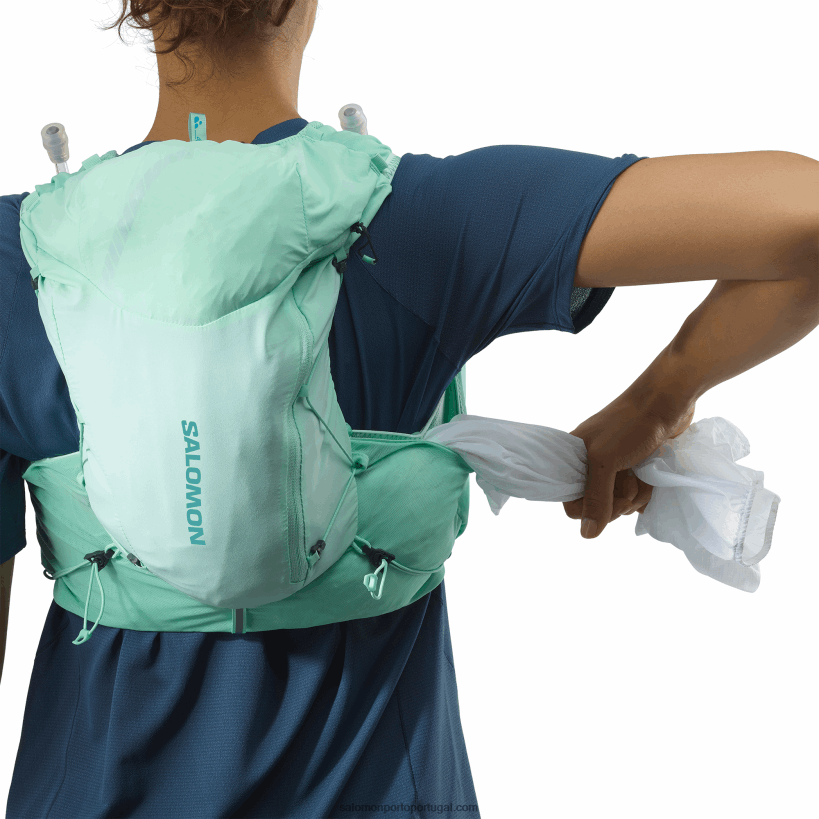 Salomon colete de corrida feminino com frascos inclusos - adv skin 12 04D6V8965 vidro de praia/ébano/piscina azul