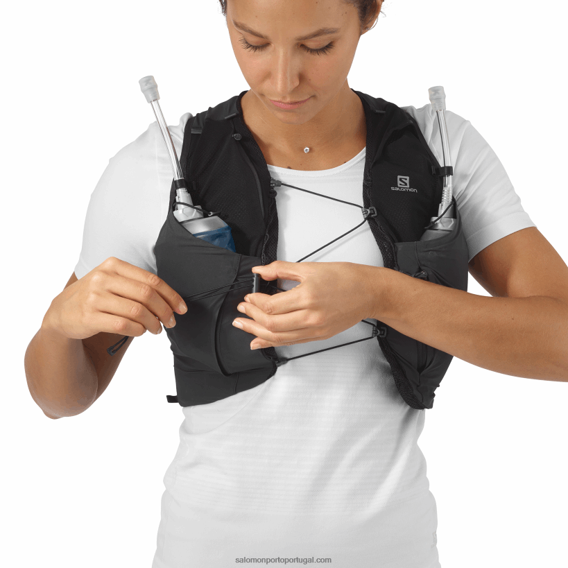 Salomon colete de corrida feminino com frascos inclusos - sense pro 5 04D6V8976 preto/ébano