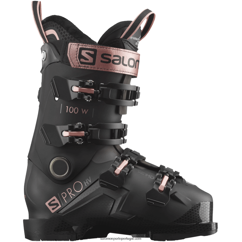 Salomon botas de pista para mulher - s/pro hv 100 04D6V81033 preto/ouro rosa/belluga