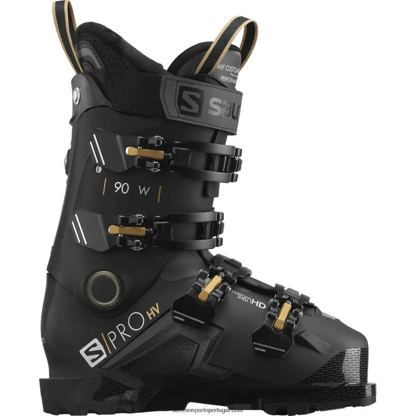 Salomon botas de pista para mulher - s/pro hv 90 04D6V81034 preto/belluga/glaw dourado