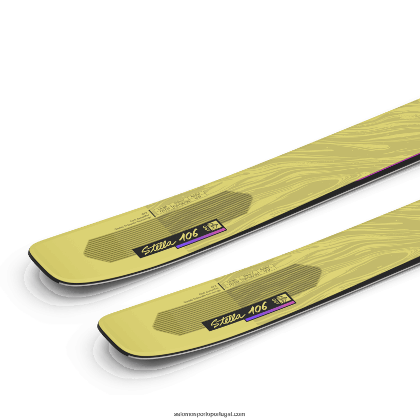 Salomon esquis all-mountain femininos - qst stella 106 04D6V81012 amarelo pêra/rosa neon
