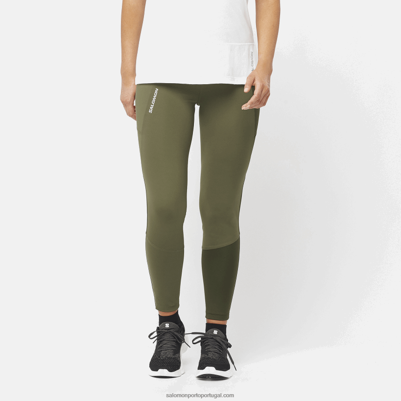 Salomon meia calça 5/6 feminina - cross run 25 04D6V81158 folha de uva/noite da floresta