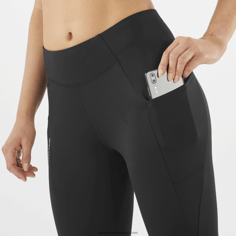 Salomon meia calça 5/6 feminina - cross run 25 04D6V81159 preto profundo