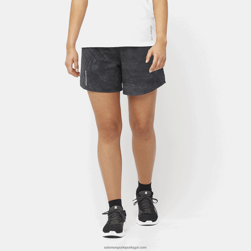 Salomon calções de mulher - cruz 5 04D6V81180 periscópio/ao/preto profundo