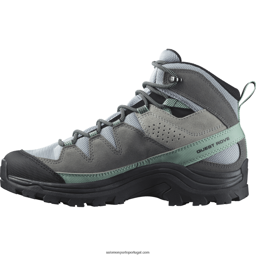 Salomon botas de caminhada em pele para mulher - quest rove gore-tex 04D6V81143 pedreira/sombra silenciosa/preto