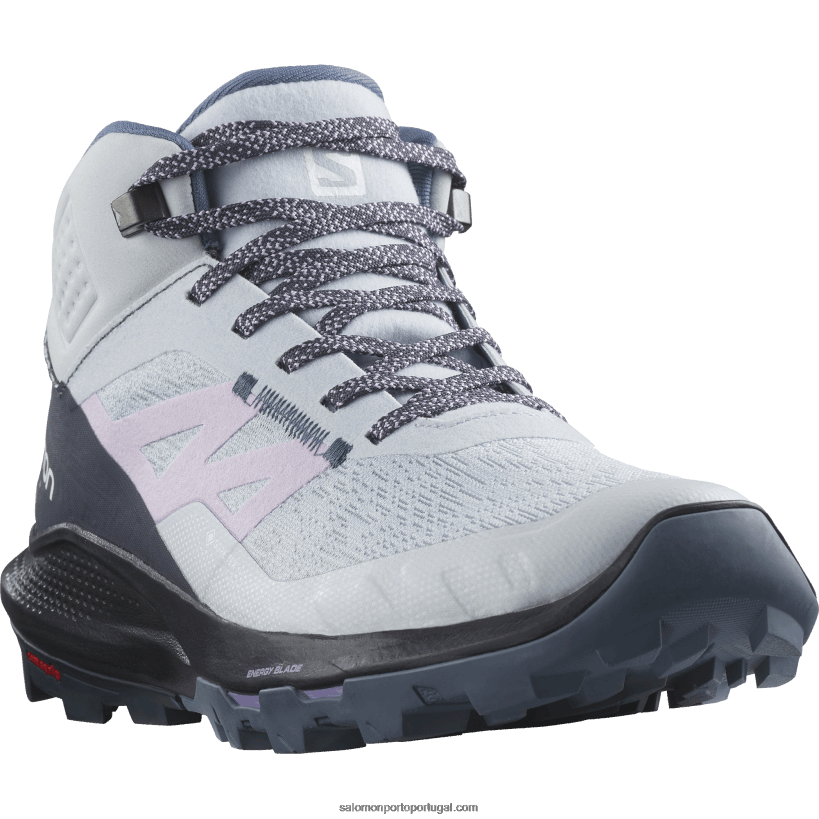 Salomon botas de caminhada femininas - outpulse mid gore-tex 04D6V81114 gelo ártico/tinta da china/floração de orquídea