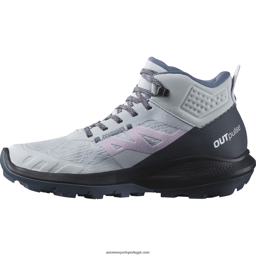 Salomon botas de caminhada femininas - outpulse mid gore-tex 04D6V81114 gelo ártico/tinta da china/floração de orquídea