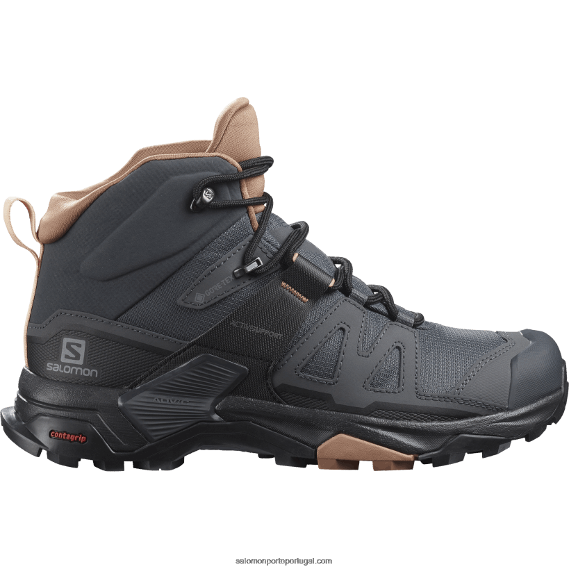 Salomon botas de caminhada femininas - x ultra 4 mid gore-tex 04D6V81133 mousse de ébano/mocha/creme de amêndoa