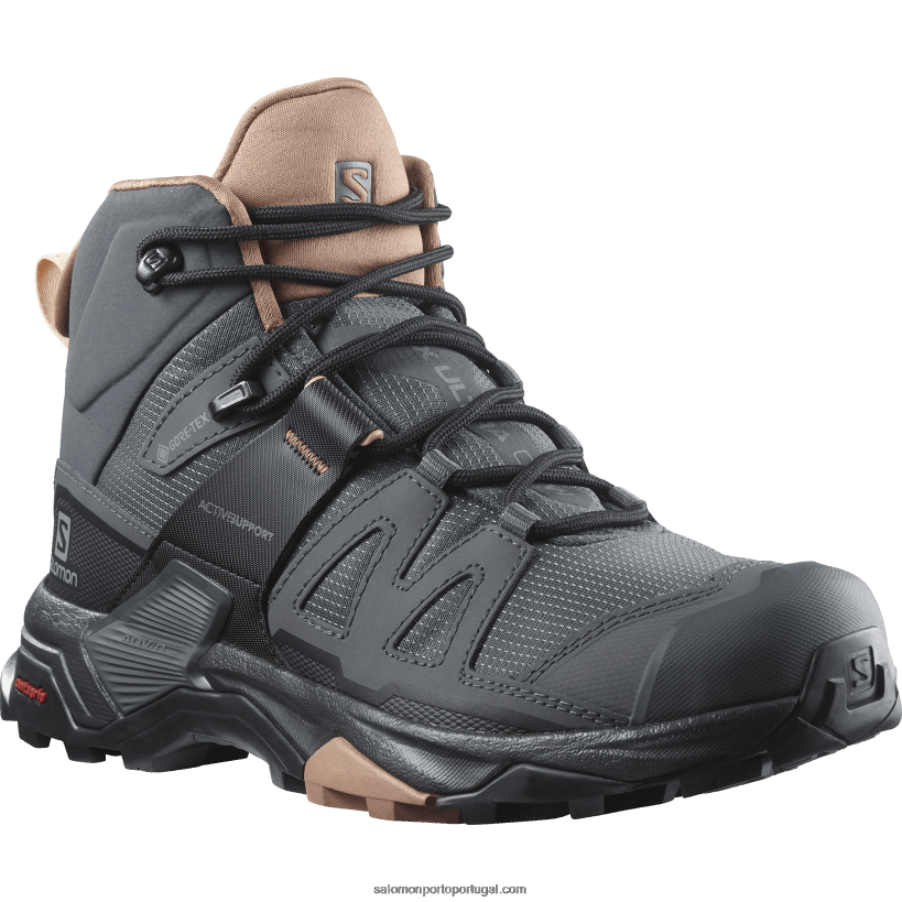 Salomon botas de caminhada femininas - x ultra 4 mid gore-tex 04D6V81133 mousse de ébano/mocha/creme de amêndoa