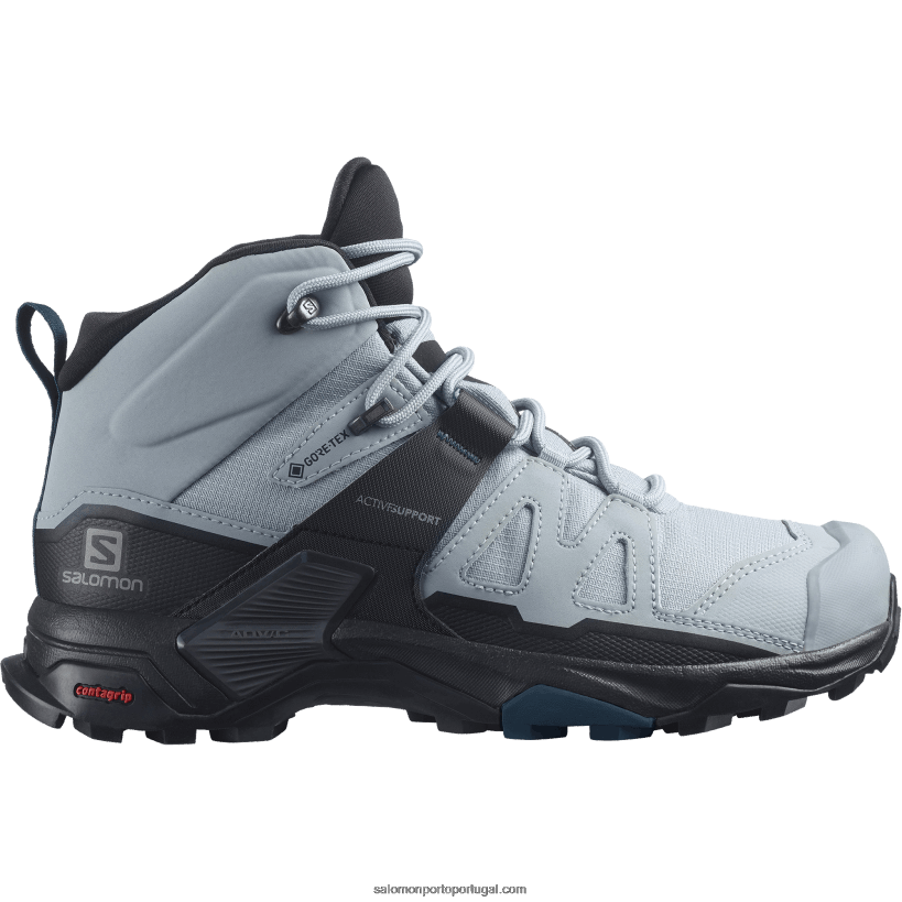 Salomon botas de caminhada femininas - x ultra 4 mid wide gore-tex 04D6V81141 pedreira/preto/azul legião