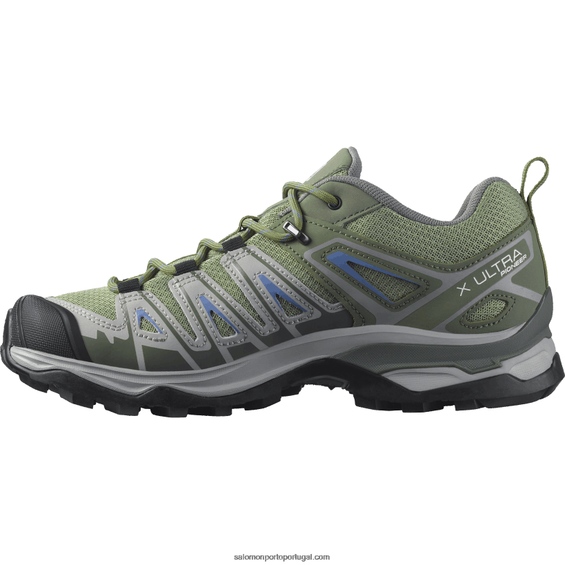 Salomon sapatos de caminhada femininos - x ultra pioneiro aero 04D6V81121 verde óleo/cinza mamona/azul amparo